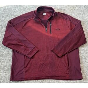 Callaway Mens Sweatshirt Sweater‎ XXL 2XL Red 1/4 Zip Pullover Golf Pockets